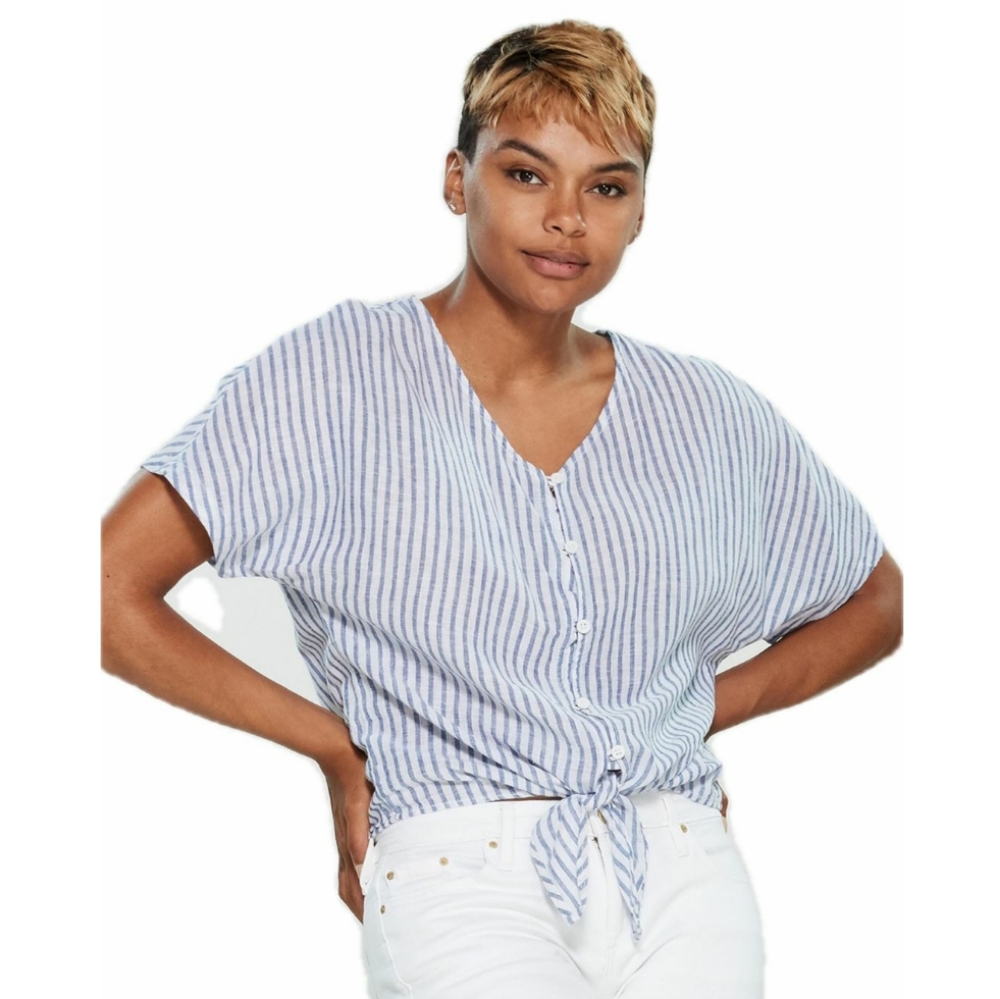 Beach Lunch Lounge Striped Tie Front Top